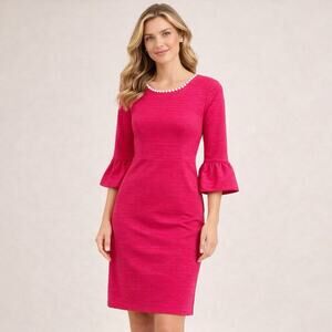 NYCollection Size Medium Pink Pearl-Neck Dress